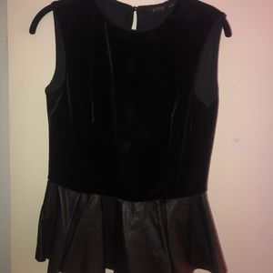 Zara velvet + pleather peplum top